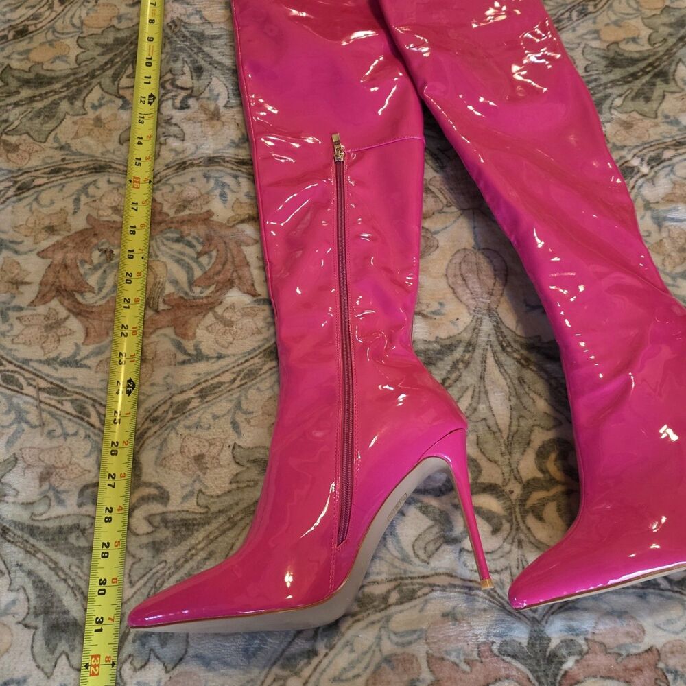 London Rag Women's Thigh-High Pink Boots High Heels Size 9 Side Zip - Picture 5 of 10